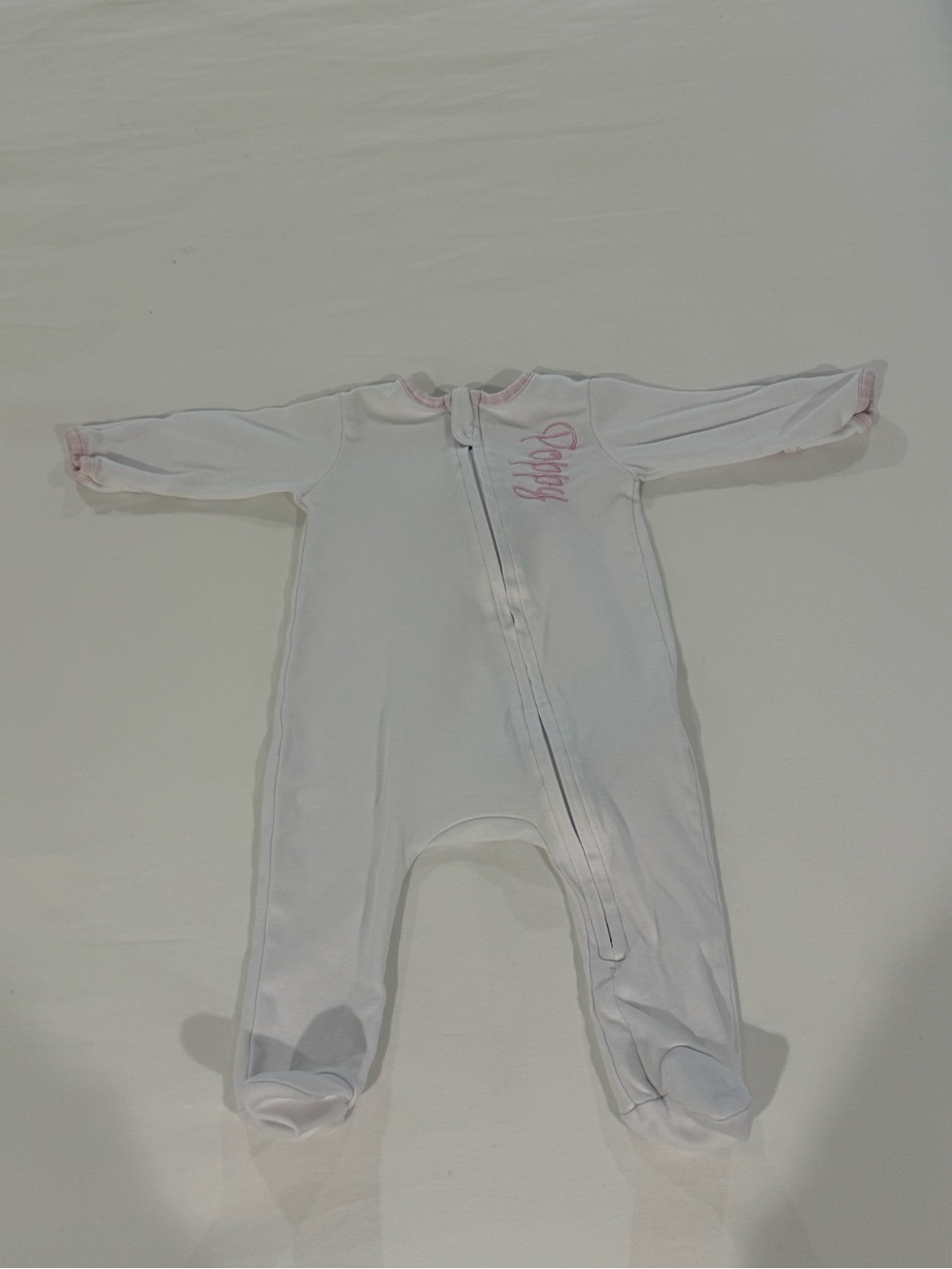 White and Pink Poppy Baby Onesie (0-3 Months)